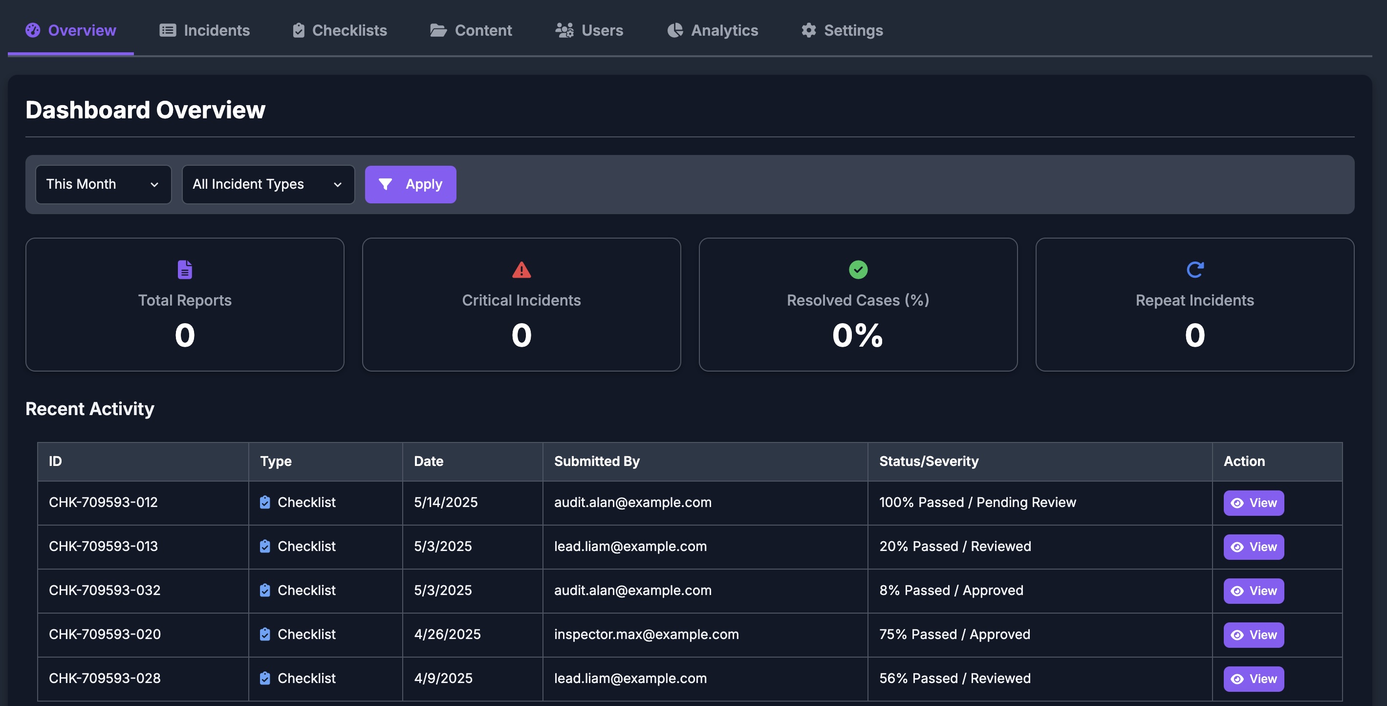 Civident Application Mockup